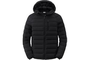 Wantdo Men's Packable Insulated Light Weight Hooded Puffer Down Jacket