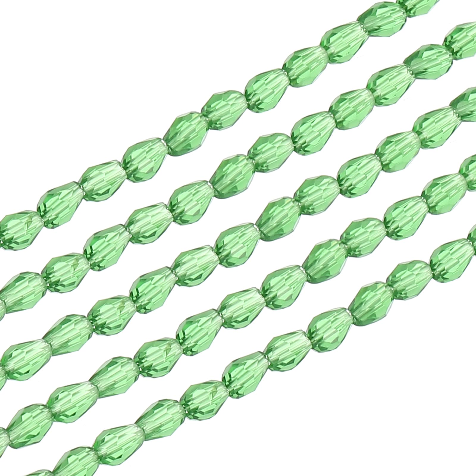 PATIKIL Teardrop Faceted Beads, 325 Pcs Grass Green Bicone Birthstone Bead Glass Crystal Assortments Vertical Hole Shape for DIY Craft Bracelet Necklace Jewelry Making, 4x6mm