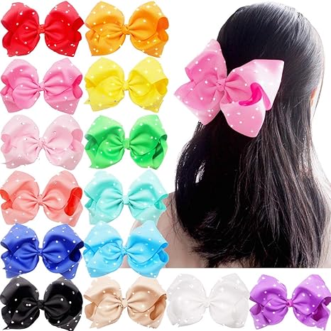 Buy Mylody 8 Inches Big Hair Bows Clip Sparkly Glitter Rhinestones