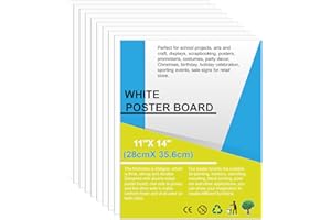 ROOKEA 10 Pcs 11" x 14" Poster Board White Poster Paper Bulk 250G Thickness Vision Boards Smart Poster Board for School Arts Craft Projects Presentations Drawing Scrapbooking Blank Graphic Display