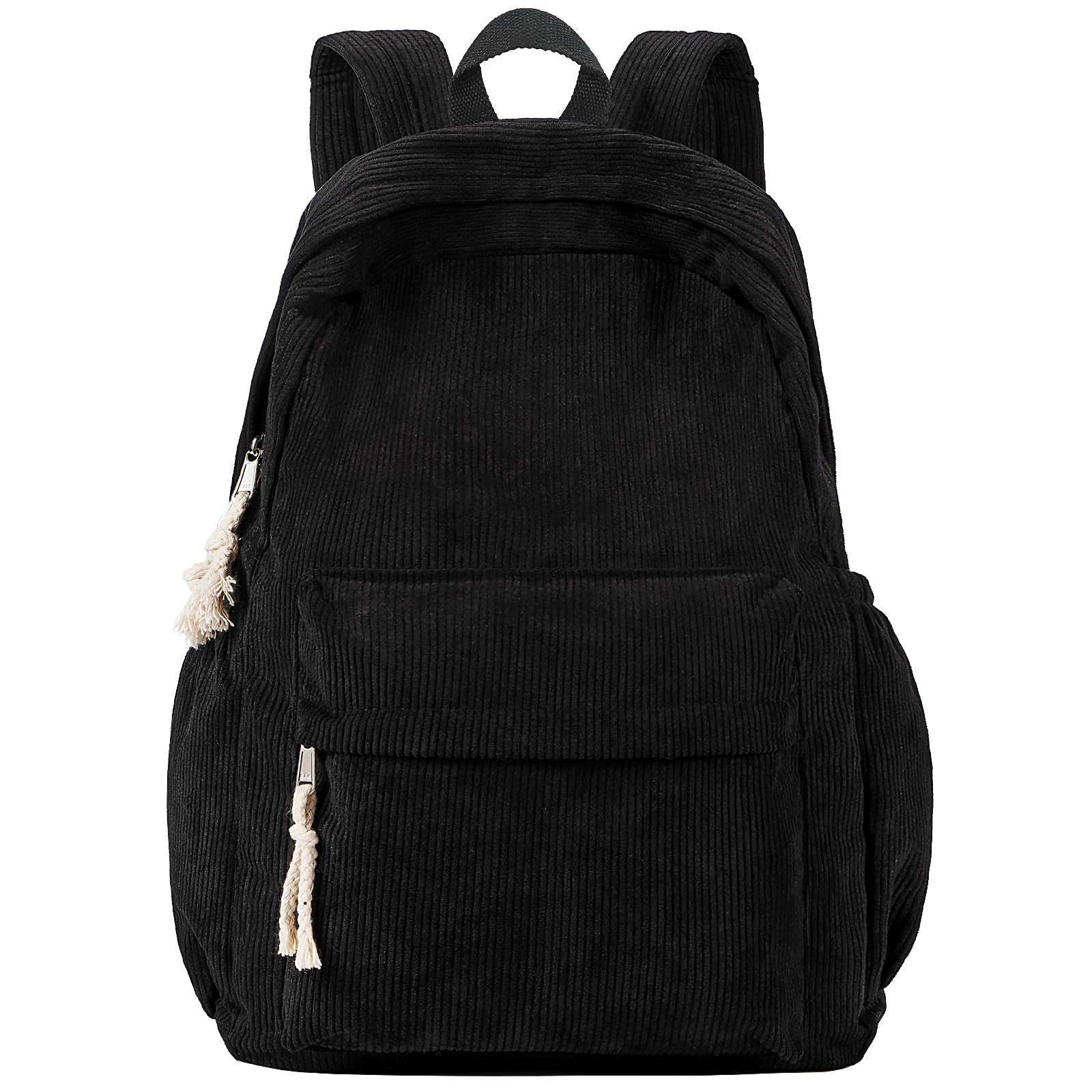 Photo 1 of Unineovo School Backpack for Teens, Corduroy Bookbag with 6X Cute Pin Accessories, 17 inch Laptop Bag for Girls Women Casual High School College (Black)