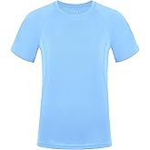 RIKUAOU Boys Rash Guard Swim Shirt Short Sleeve, UPF 50+ Sun Protection Quick Dry Rashguard Water Beach Shirt for Kids