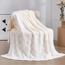 Linecooo Cream White Fleece Throw Blanket