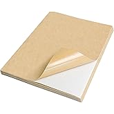 NATURALABEL 100 Sheets Printable Kraft Sticker Paper for Laser & Inkjet Printers - Full Sheet Self-Adhesive Craft Labels, Matte, Letter Size (8.5" x 11")