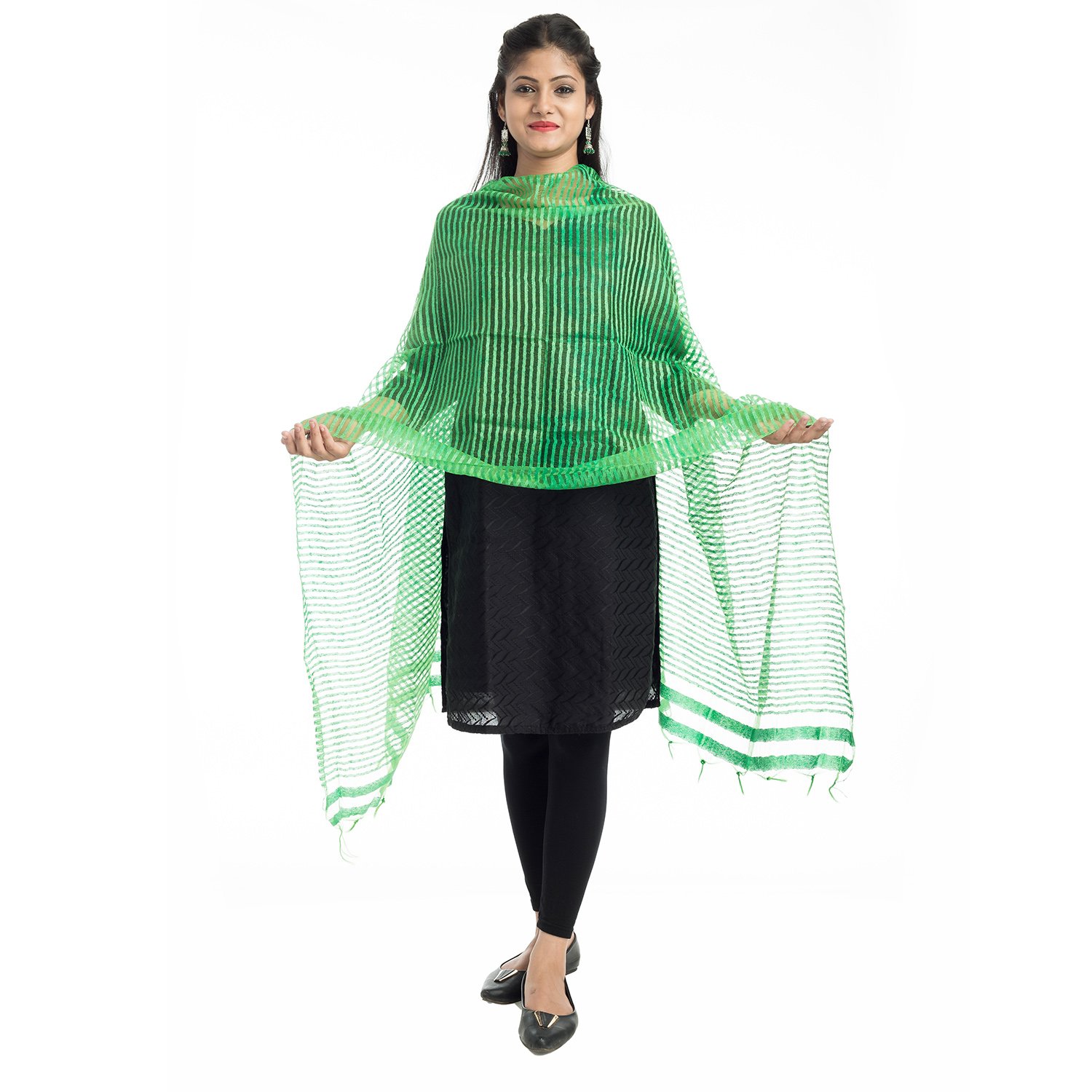 lodestone woman's net dupatta with strips