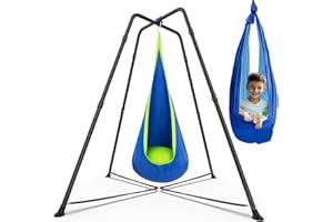 G TALECO GEAR Swing Stand Frame with Sensory Pod Swings and Chair, Sensory Swing Set, X-Shaped Swing Frame, Heavy-Duty Metal Hammock Chair Stand for for Adults Indoor and Outdoor 330LBS(Blue)