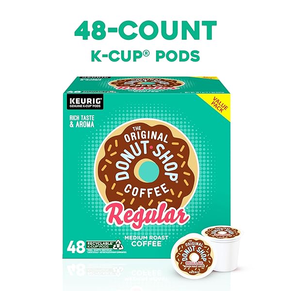 THE ORIGINAL DONUT SHOP REGULAR, SINGLE-SERVE KEURIG K-CUP PODS, MEDIUM ROAST COFFEE PODS, 48 COUNT