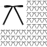 Riceshoot Black 50 Pcs Stain Ribbon Bows 5x7 Inch Twist Tie Bows for Gift Wrapping Cake Treat Bags Craft DIY Gift Wedding Baby Shower Birthday Party Decorations