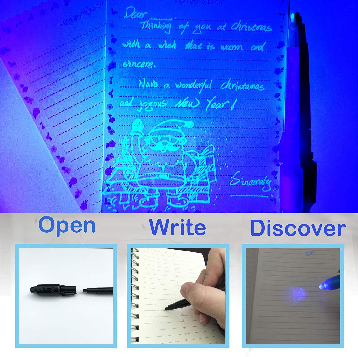 SCStyle Invisible Ink Pen 24Pcs Latest Spy Pen with uv Light Magic Spy Marker Kid Pens for Secret Message and Birthday Party,Writing Secret Message for Easter Day Halloween Christmas Party Bag Gift