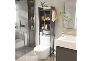 Barlezy Over The Toilet Storage Cabinet, Bathroom Cabinet with Suction Cups, Space-Saving Toilet Rack with Adjustable Shelf O