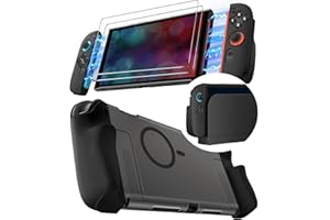 ivoler Dockable [Mag-Safe Fit] Grip Case for Nintendo Switch 2,5-in-1 Kit: Silky-Smooth Matte PC Hard Shell, Detachable 2 x Joycon Grips Cover, 2 x Screen Protector Scratch Shock Protection Full Set