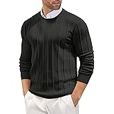 COOFANDY Men's Crew Neck Sweater Long Sleeve Ribbed Knit Dress Sweaters Casual Slim Fit Pullover