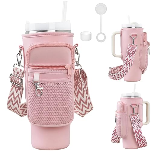 Zouboto Insulated Neoprene Stanley Cup Bag with Phone Pocket - Adjustable Shoulder & Handheld Strap Water Bottle Holder for Gym,Travel,Commuting,Perfect for Fitness Enthusiasts,Women,Professionals