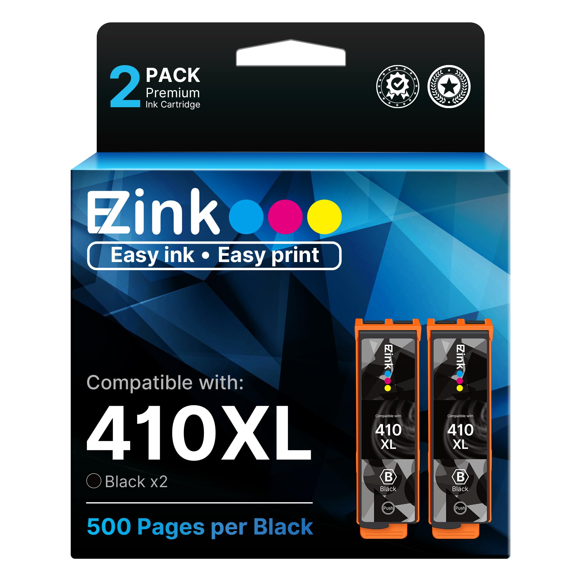 Photo 1 of E-Z Ink Remanufactured for Epson 410XL 410 XL T410XL Ink Cartridges Black to use with Expression XP-640 XP-830 XP-7100 XP-530 XP-630 XP-635 Printer, 2 Black with Updated Chip