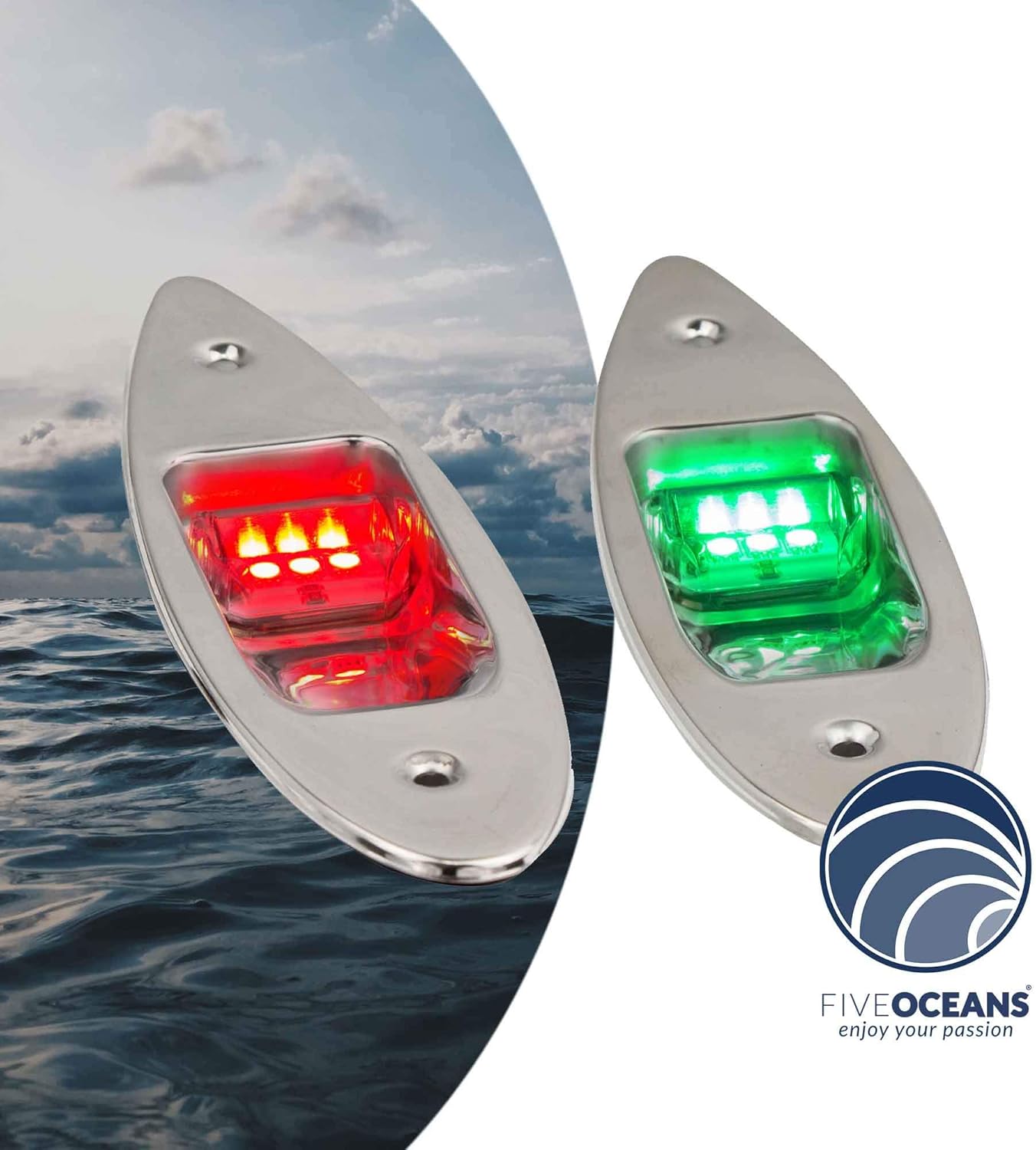 Five Oceans Stainless Steel Flush Mount LED Navigation Side Lights, 12V FO-3840: Automotive