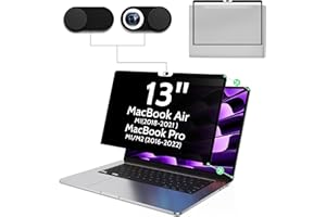 MAO YEYE Privacy Screen for MacBook Air 13 Inch M1(2018-2021)& Mac Pro 13In M1/M2(2016-2022),Anti Blue Light Glare Filter Removable Computer Protector,Bubble-Free Monitor Shield Black Laptop Film With Camera Cover