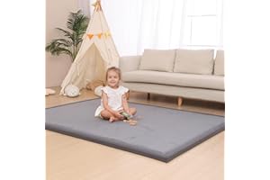 HULOO SLEEP Baby Play Mat for Floor,1.2" Thick Memory foam Tummy Time Mat,Soft Coral Velvet Nursery Rug,Extra Large Non Slip Crawling Mat for Toddlers,Infants,kids,Yoga Mat,Tatami Mat for Living Room(Dark Gray)