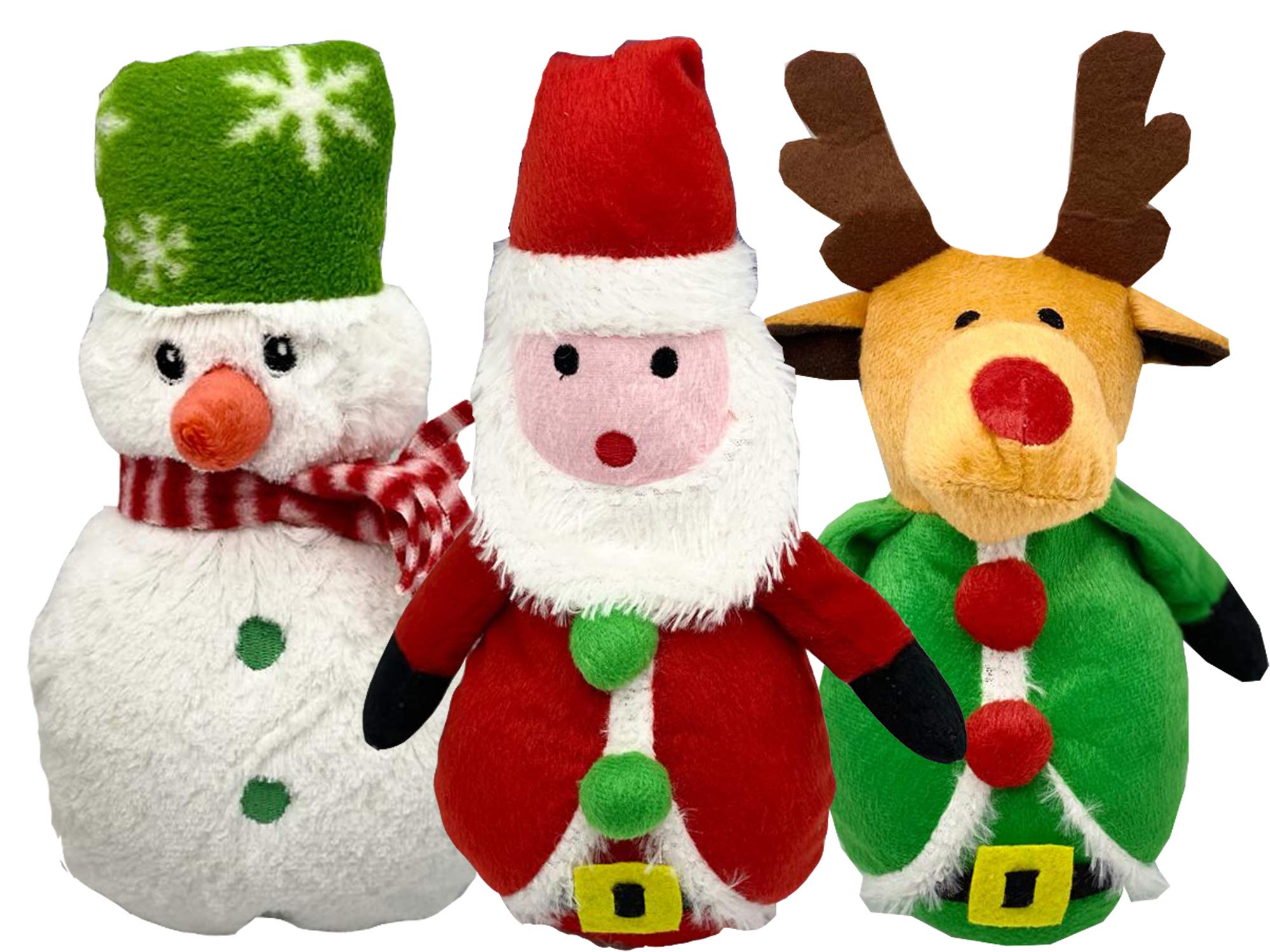 Dog Interactive Christmas Pet Plush Rope Leg Chew Toy Squeak Honking Dog Toys Snowman Penguin Rudolph Dog Rope Toys Xmas Gift Dogs Pack of 3 (Santa Snowman Rudolph)