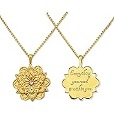 HOPE LOVE SHINE Mandala Necklace – “Everything You Need Is Within You” Engraved Pendant – Gold Spiritual Jewelry for Women, Self-Love Gift, Affirmation Necklace for Healing & Encouragement