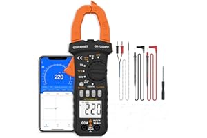 GOYERRNES Clamp Meter with Bluetooth, TRMS 6000 Counts Digital Clamp-on Multimeter Ammeter for AC/DC Current Voltage Temperature Resistance Capacitor Frequency Continuity NCV