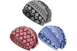 Bohend Bohemian Beanie Hats Headwear Cap Stretch Non Slip Bandanas Sleep Turbans Hats for Women Men Close top Head Covering
