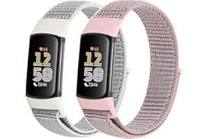 Tiptops Nylon Straps Compatible with Fitbit Charge 6/Charge 5 Bands, Sport Loop Adjustable Breathable Replacement Soft Wristb