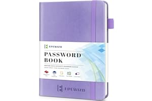 EPEWIZD Password Book with Alphabetical Tabs Hardcover Medium Size Password Book for Website Username Internet login Computer Address Password Organizer Keeper Logbook-Purple