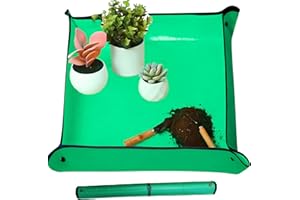 Emycool 26.8" x 26.8" Repotting Mat for Indoor Plants Transplanting Control Mess, Waterproof Potting Mat Portable Planting Potting Tray Gardening Gifts for Women and Plant Lovers, Green