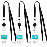 3 Pack Lanyards for ID Badges Holder Retractable Lanyards for Cruise Ship Cards Badge Reel Clip with ID Holders Clear Waterproof