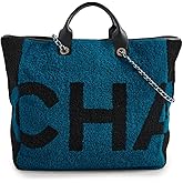 CHANEL Women's Pre-Loved Blue Shearling Deauville Tote