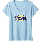 Womens Peeps Easter Classic Distressed Peeps Brand Logo V-Neck T-Shirt