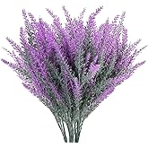 LOVENIMEN Fuchsia 4pcs Artificial Flowers Flocked Plastic Lavender Bundle Fake Plants Wedding Bridle Bouquet Indoor Outdoor Home Kitchen Office Table Centerpieces Arrangements Christmas Decor