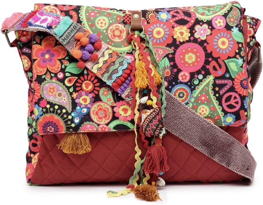 The House of tara Tibetan Red Canvas Messenger Bag