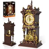 SHAREHB Vintage Swing Clock Building Blocks Set with Working Pendulum | Real Working Clock, Rotating Dial Mechanical Model, Retro Home Decor &amp; Gift for Adults, Men &amp; Women, Christmas Idea