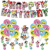 Power Girls Birthday Decorations Include Happy Birthday Banner, Cake Topper and Cupcake Toppers, Balloons for Girls Party Supplies