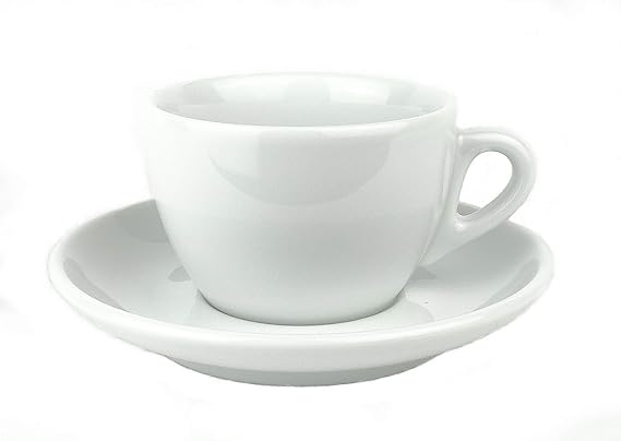 Moka Consorten Italienische Cappuccinotasse »Verona« (max. 180 ml) weiß, handgemacht (6 Tassen & Untertassen) / Made in Italy