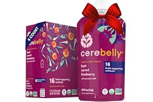 Cerebelly Baby Food Pouches – Organic Beet Carrot Blueberry (4 oz, Pack of 6) - Toddler Snacks, 16 Brain-supporting Nutrients, Healthy Snacks, Made with Gluten-Free Ingredients, No Added Sugar