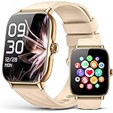 Kriutefy Fitness Tracker Smart Watches for Men Women with Step Counter, Sleep Calorie Monitor, Pedometer, IP68 Waterproof, Smartwatch with 120+ Sports for iPhone Android (Gold, 1.91)