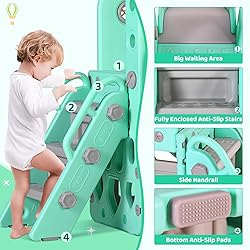 Arlopu Swing Slide for Kids, 6 in 1 Slide Climber