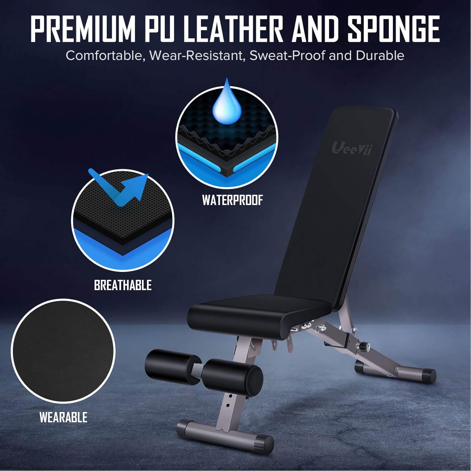 UeeVii Adjustable Weight Bench, Workout Bench Foldable, Bench Press Weight Bench, Strength Training Adjustable Benches for Full Body Workout Weight Lifting : Sports & Outdoors