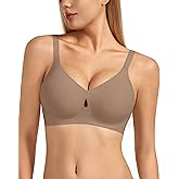 VQJ Women's Full Coverage Wireless Bra, Jelly Comfort & Lift Push Up Support, Seamless No Underwire Everyday T-Shirt Bralette