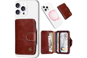 Samgg Magnetic Wallet Card Holder for MagSafe, Compatible with iPhone 16 15 14 13 12 Pro Max Plus, 5 Slots with ID Window, RFID Blocking, Thin Luxury Mag Safe Wallet for Women Men, Rust Brown