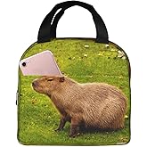 Funny Capybara Reusable Insulated Lunch Bag For Women Men Waterproof Tote Lunch Box Thermal Cooler Lunch Tote Bag For Work Office Travel Picnic