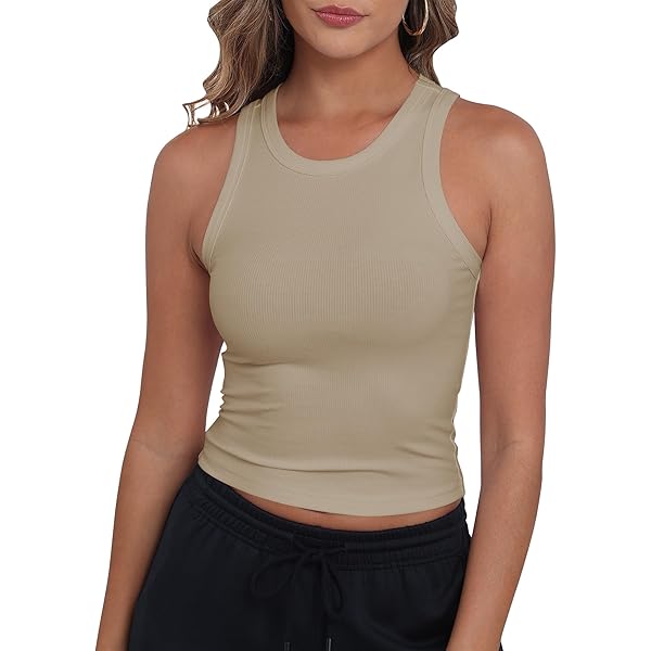 Artfish Women Casual Basic Sleeveless High Neck Rib-Knit
