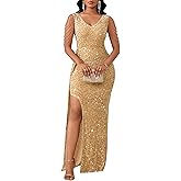 Cololura Women Sexy Elegant Sequin Tassel Mermaid Bodycon Formal Party Gowns Evening Maxi Dress Black