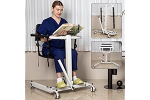 ODIE·TOM Patient Lift Transfer Chair, Foldable Patient Lift for Home, Portable Patient Lift Wheelchair, Wheelchair Lift for car, Bedside Commode Transfer Chairs for Seniors (Manual Folding)