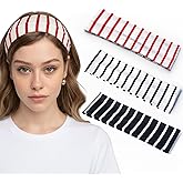 Fszsaa 4PACK Striped Headband For Women Elastic Stretchy Wide Hairbands For Yoga Hair Wraps
