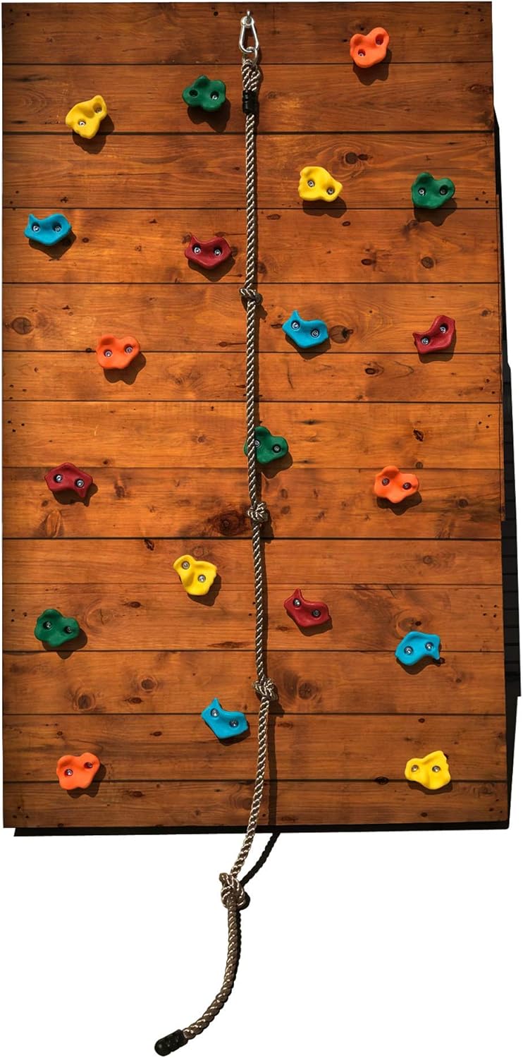 Play N Laughter 20 Assorted Kids Climbing Rock Holds with Knotted Rope Kit - Mounting Hardware Included for Installation up to 1" Thick Wall: Toys & Games