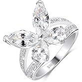 LEXLUNE Birthstone Butterfly Ring For Women, Sterling S925 Silver Ring, Engagement Rings Promise Rings For Her