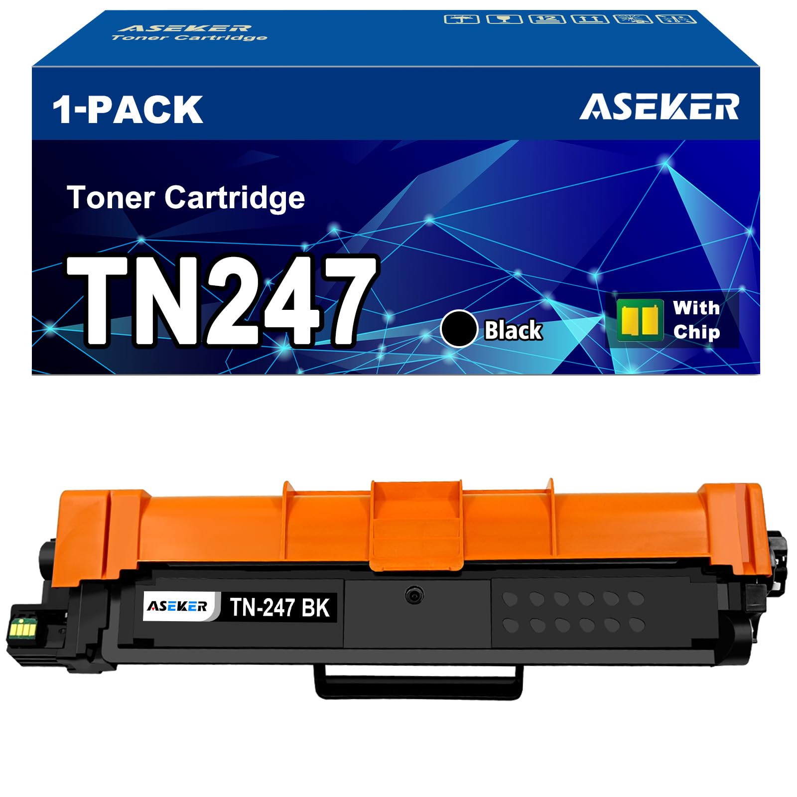 ASEKER TN-247 TN-243 Toner Cartridge TN247 TN243 Compatible for Brother DCP-L3510CDW DCP-L3550CDW MFC-L3710CW MFC-L3730CDN MFC-L3750CDW MFC-L3770CDW HL-L3210CW HL-L3230CDW HL-L3270CDW（ Black ）